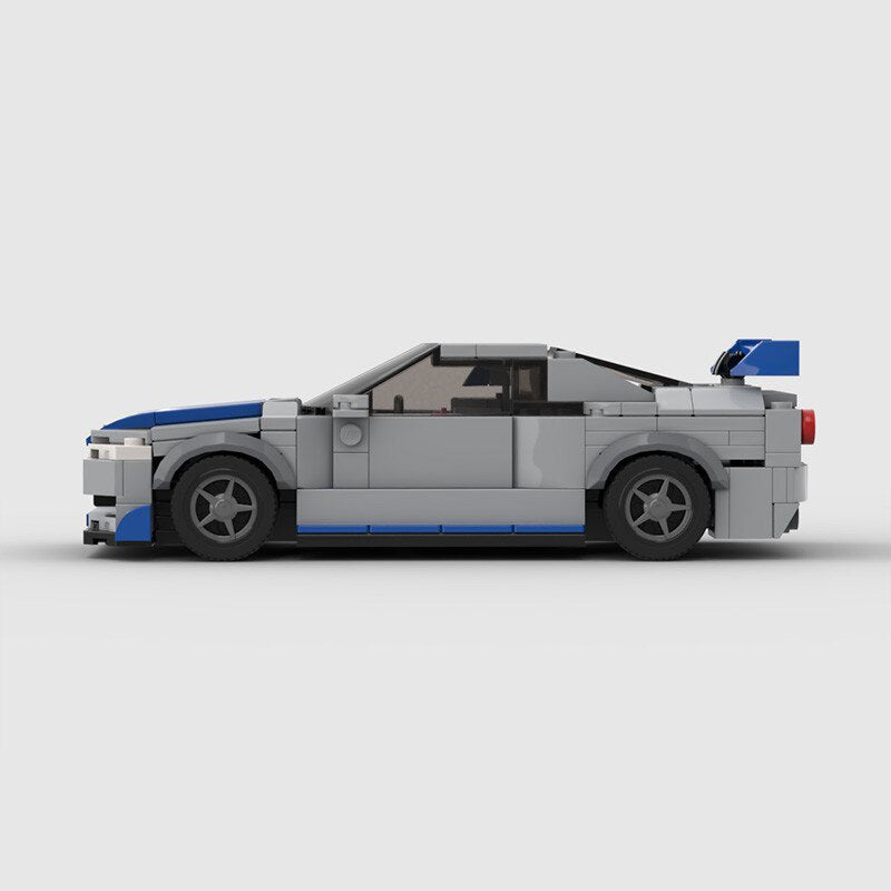 Nissan GTR R34 Fast and Furious brick model - rear angle view - TheBrickTube