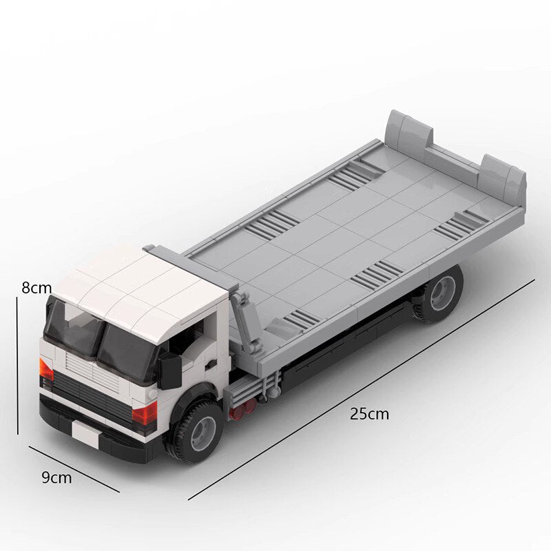 Flatbed Trailer with Toyota AE86 brick model - detail close-up - TheBrickTube