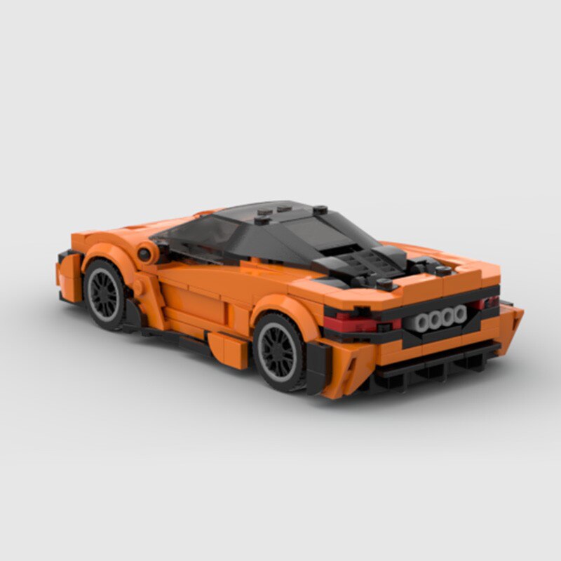 Mclaren 765lt brick model - side profile view - TheBrickTube