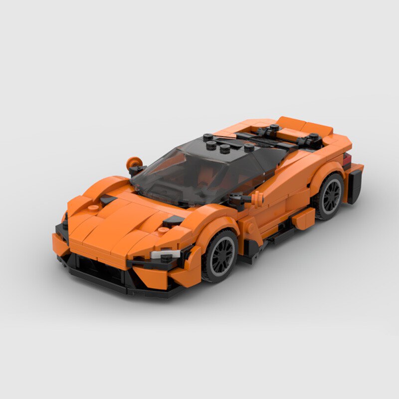 Mclaren 765lt brick model - front angle view - TheBrickTube