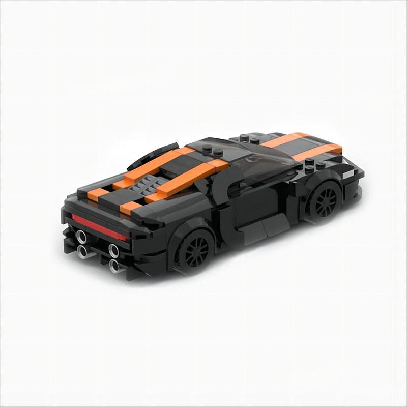 Bugatti Chiron SuperSport 300 + brick model - display view - TheBrickTube