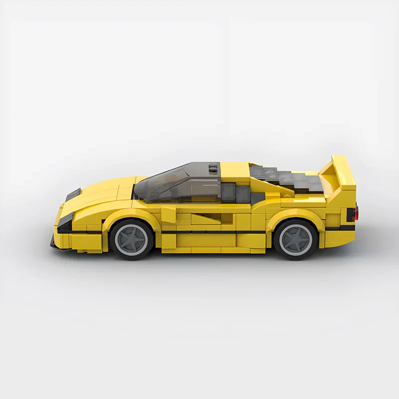 Ferrari F40|Yellow brick model - rear angle view - TheBrickTube