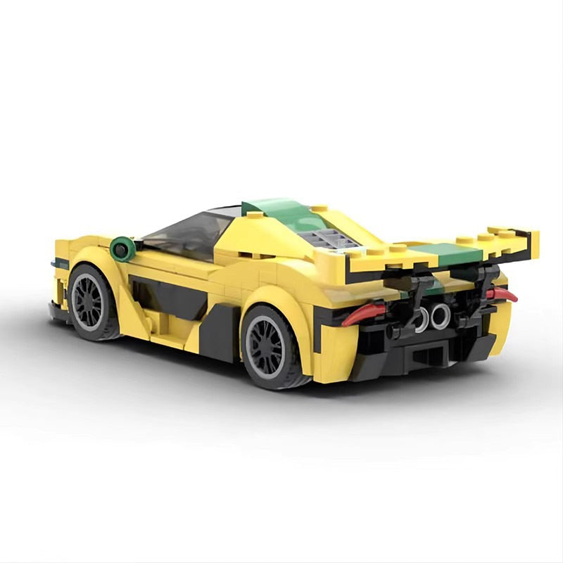 Mclaren P1 GTR brick model - side profile view - TheBrickTube