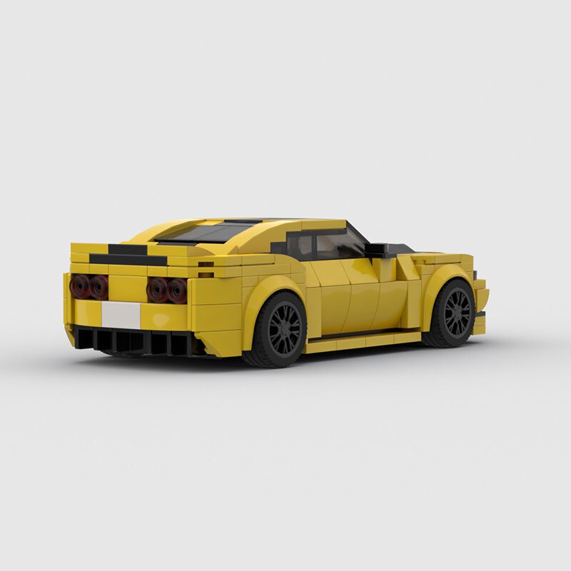 Chevrolet Camaro Bumblebee brick model - side profile view - TheBrickTube