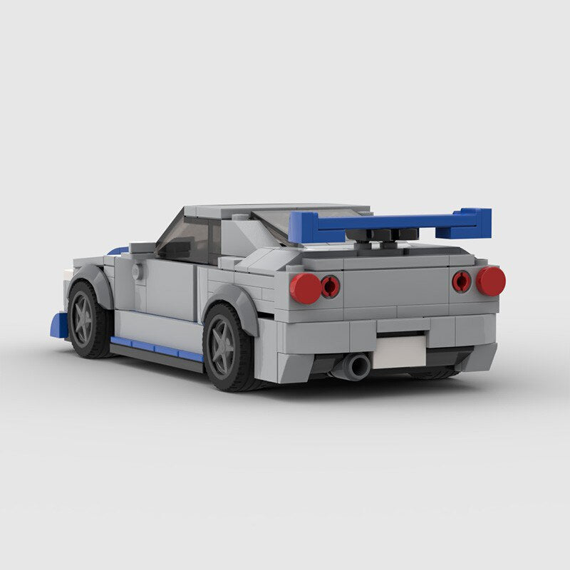Nissan GTR R34 Fast and Furious brick model - side profile view - TheBrickTube