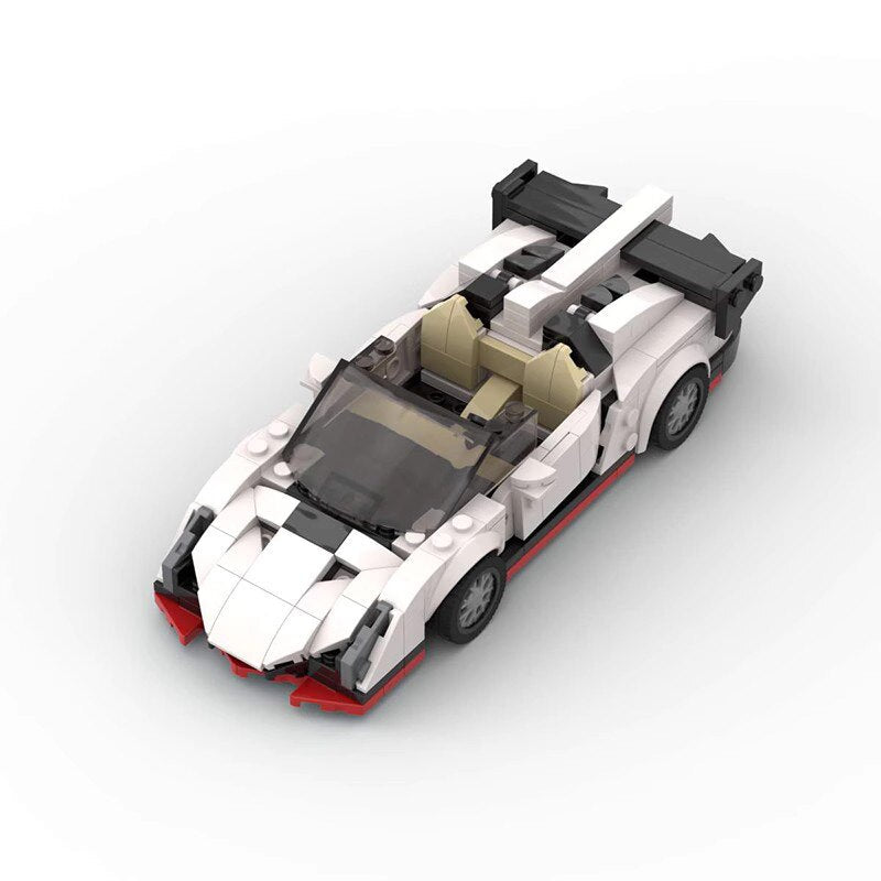Lamborghini Veneno Roadster brick model - rear angle view - TheBrickTube