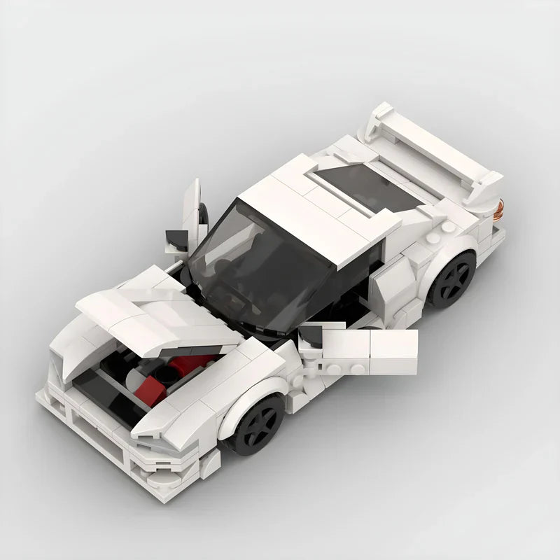 Nissan Silvia S14|Grey brick model - side profile view - TheBrickTube
