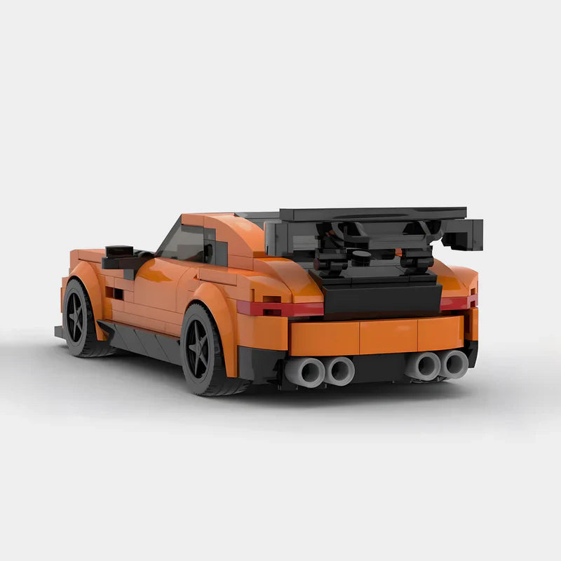Mercedes-Benz AMG GT Black series|Orange brick model - rear angle view - TheBrickTube