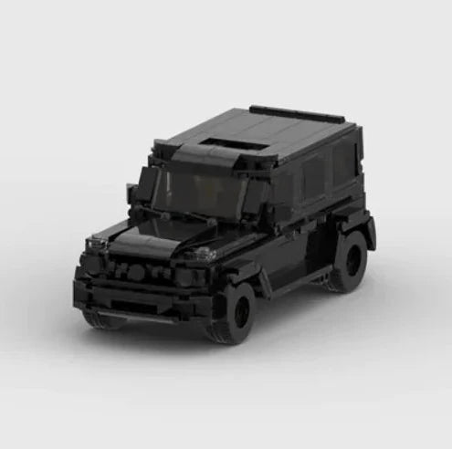 Mercedes-Benz G63|Black brick model - front angle view - TheBrickTube