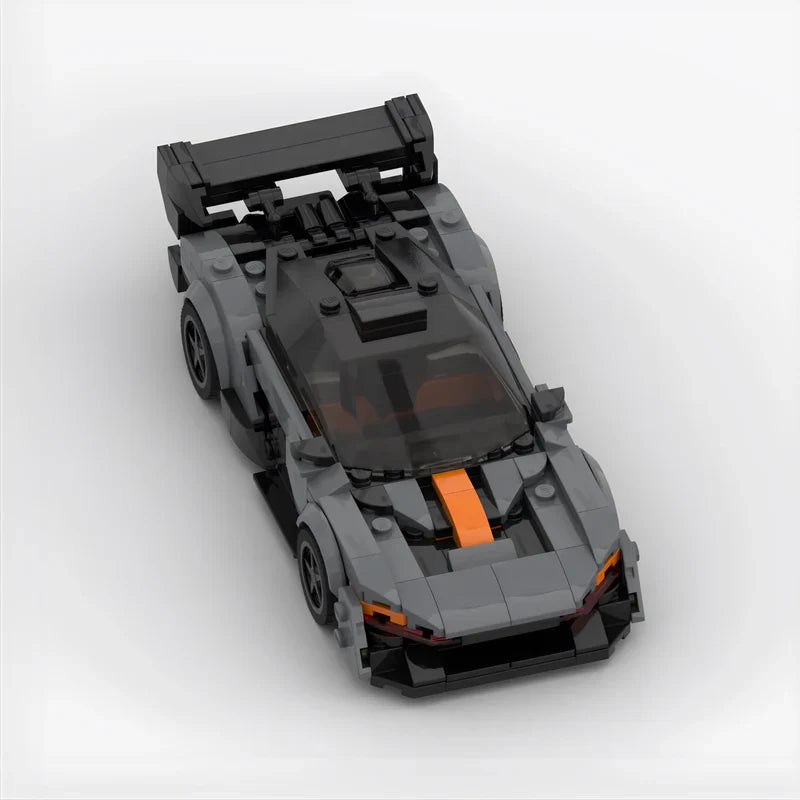 McLaren Senna GTR|Grey brick model - rear angle view - TheBrickTube