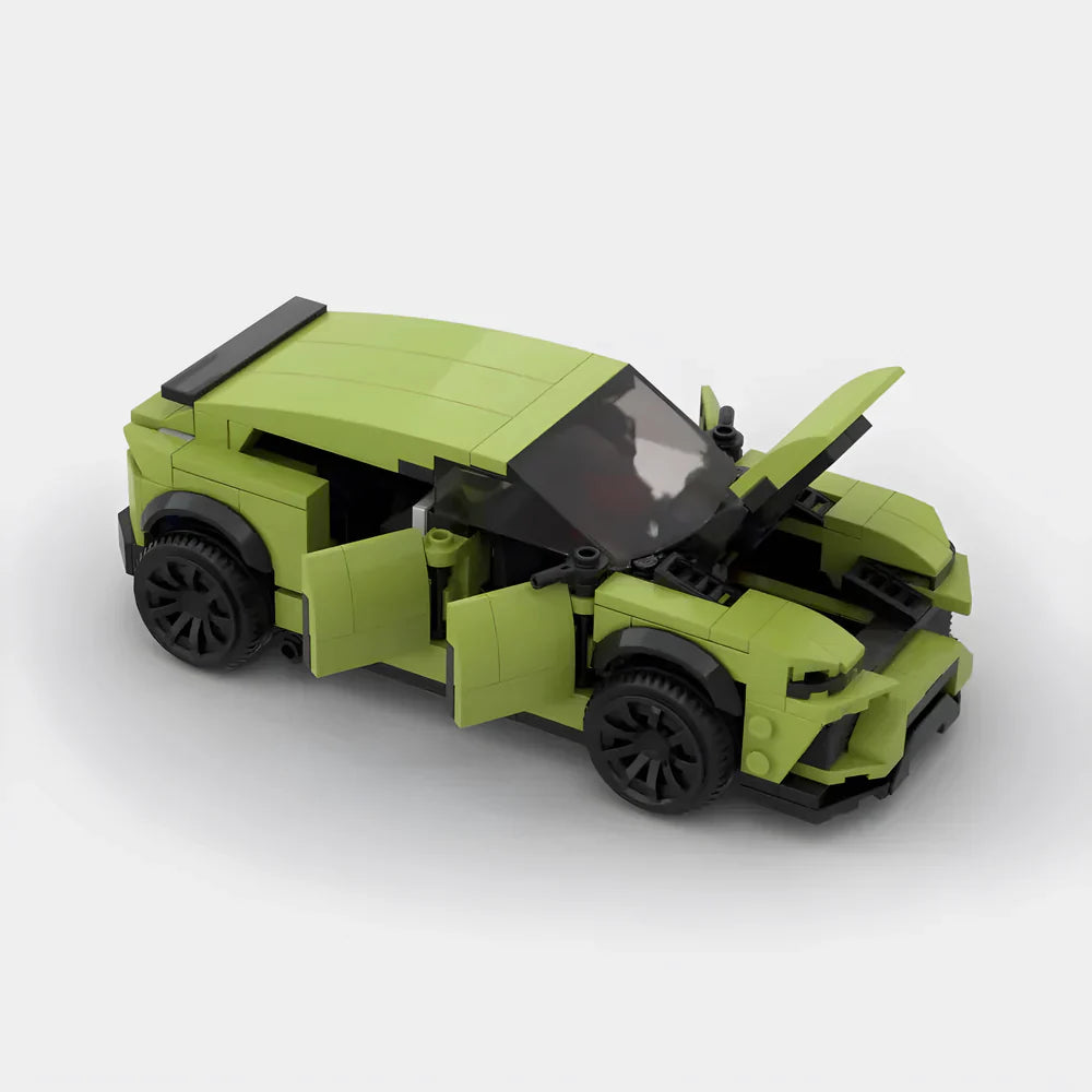 Lamborghini Urus & Trailer brick model - rear angle view - TheBrickTube