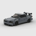 Nissan Skyline R34|Grey brick model - front angle view - TheBrickTube