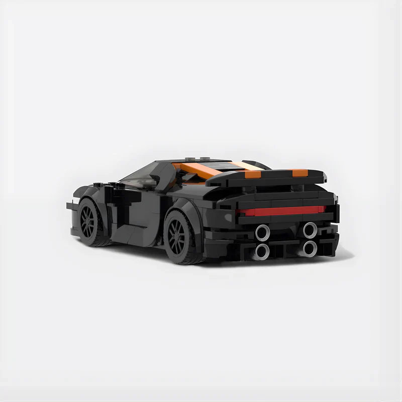 Bugatti Chiron SuperSport 300 + brick model - side profile view - TheBrickTube