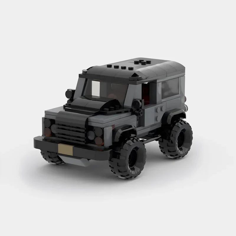 Land Rover Defender brick model - front angle view - TheBrickTube