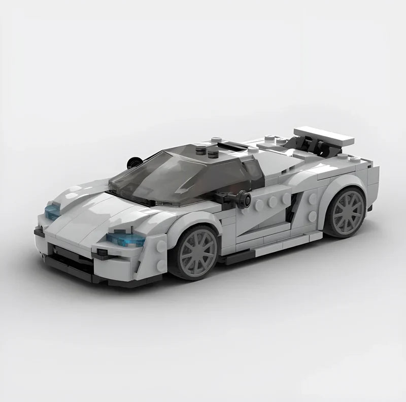 Koenigsegg CC850 brick model - front angle view - TheBrickTube