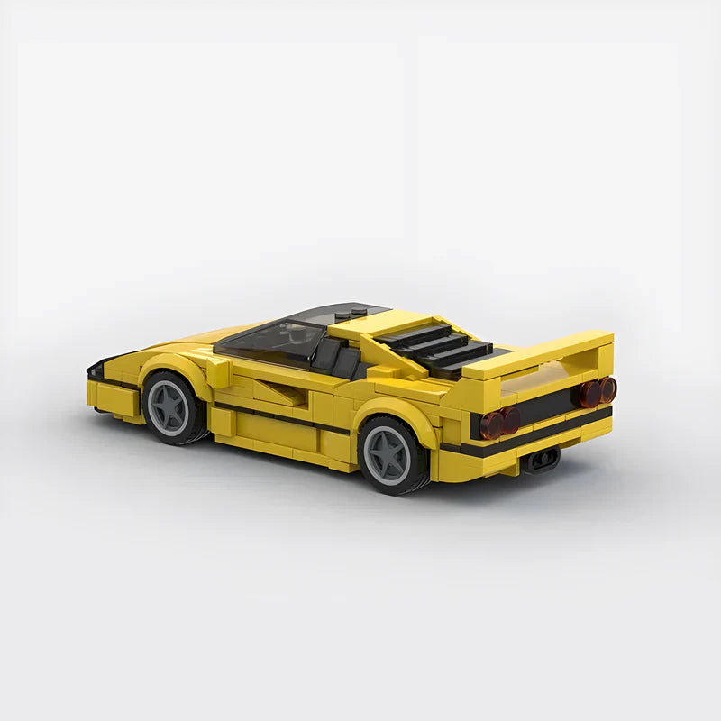 Ferrari F40|Yellow brick model - side profile view - TheBrickTube