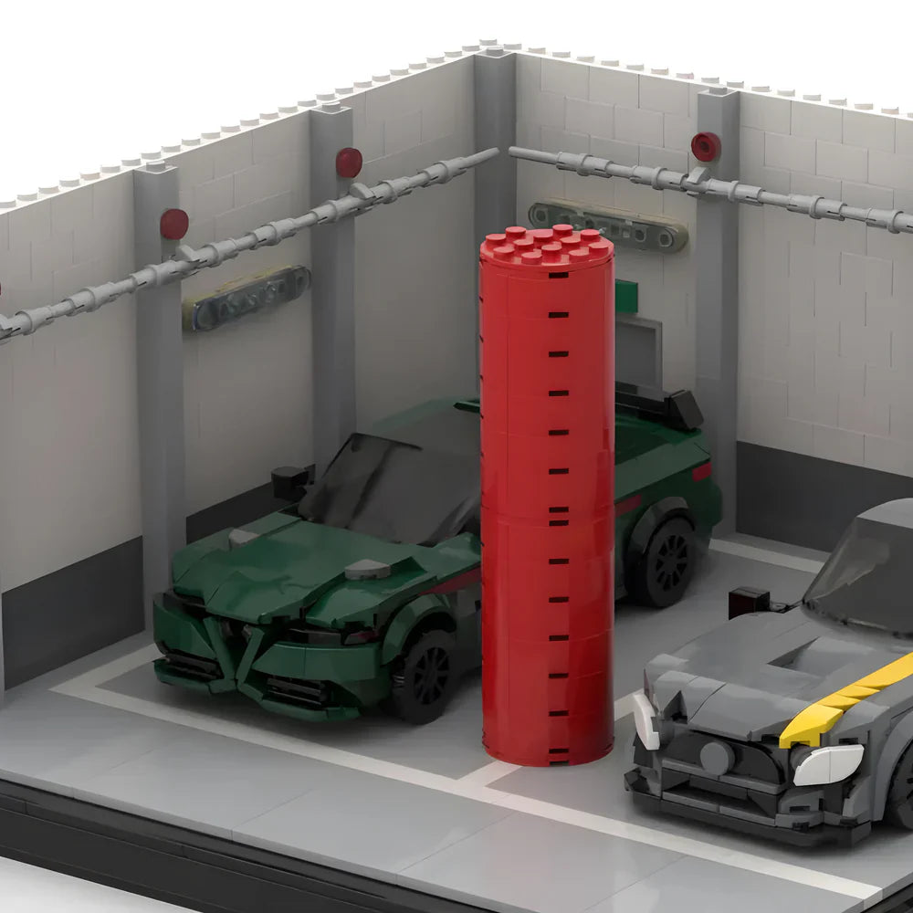 Parking Garage brick model - front angle view - TheBrickTube