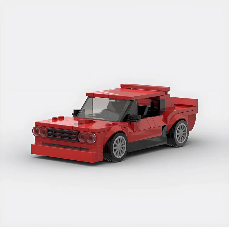 Abarth 131 Rally Car brick model - front angle view - TheBrickTube