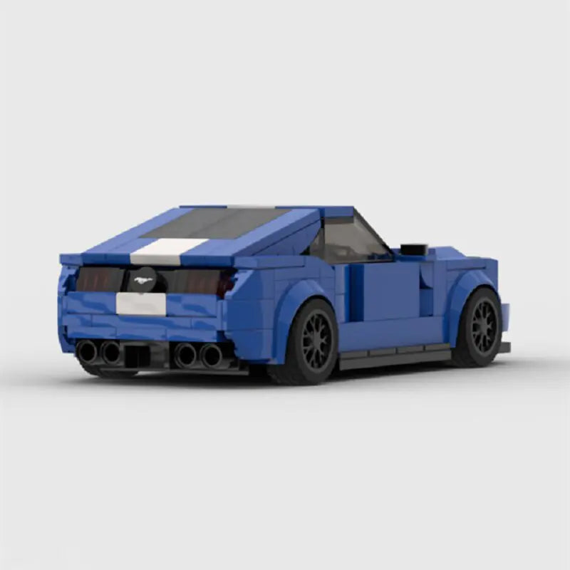 Ford Mustang GT|Blue brick model - side profile view - TheBrickTube
