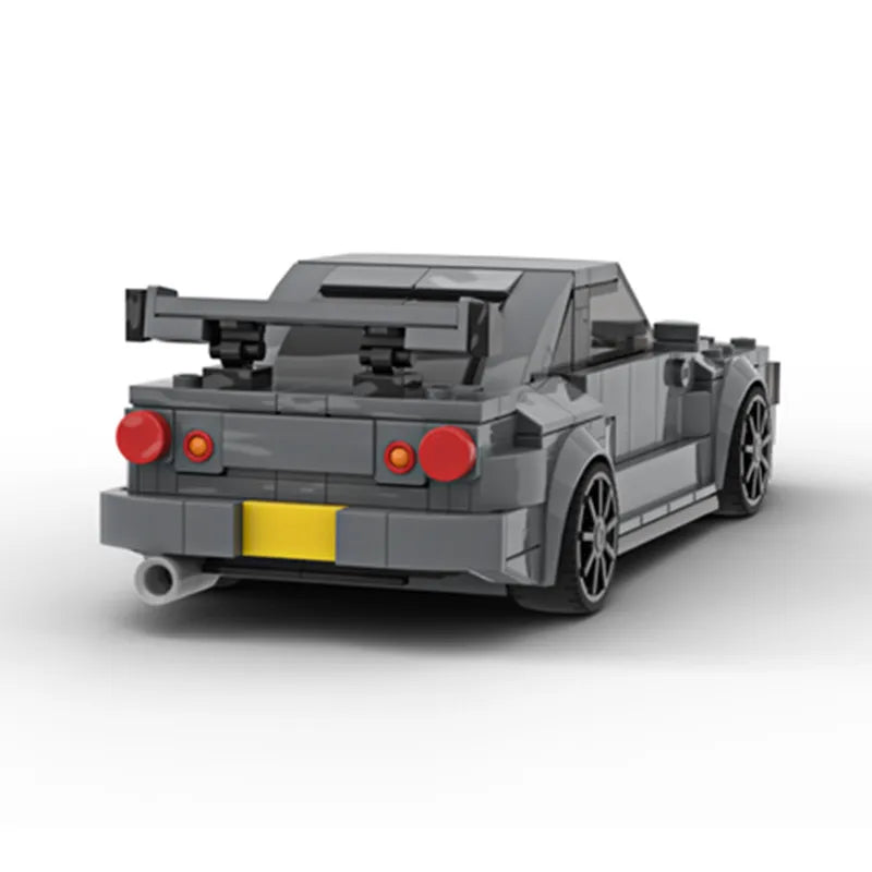 Nissan Skyline R34|Grey brick model - side profile view - TheBrickTube