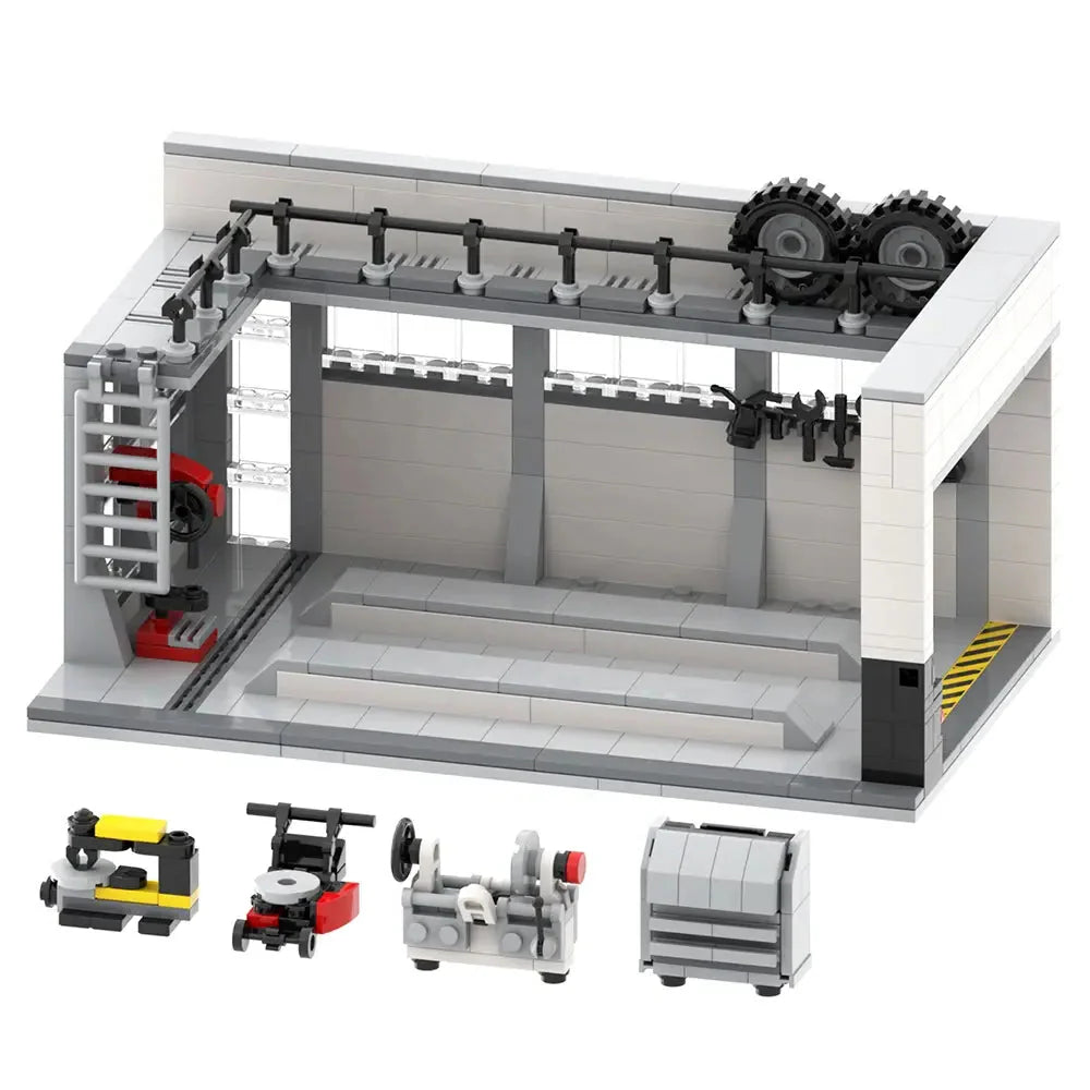 Car Wash brick model - front angle view - TheBrickTube