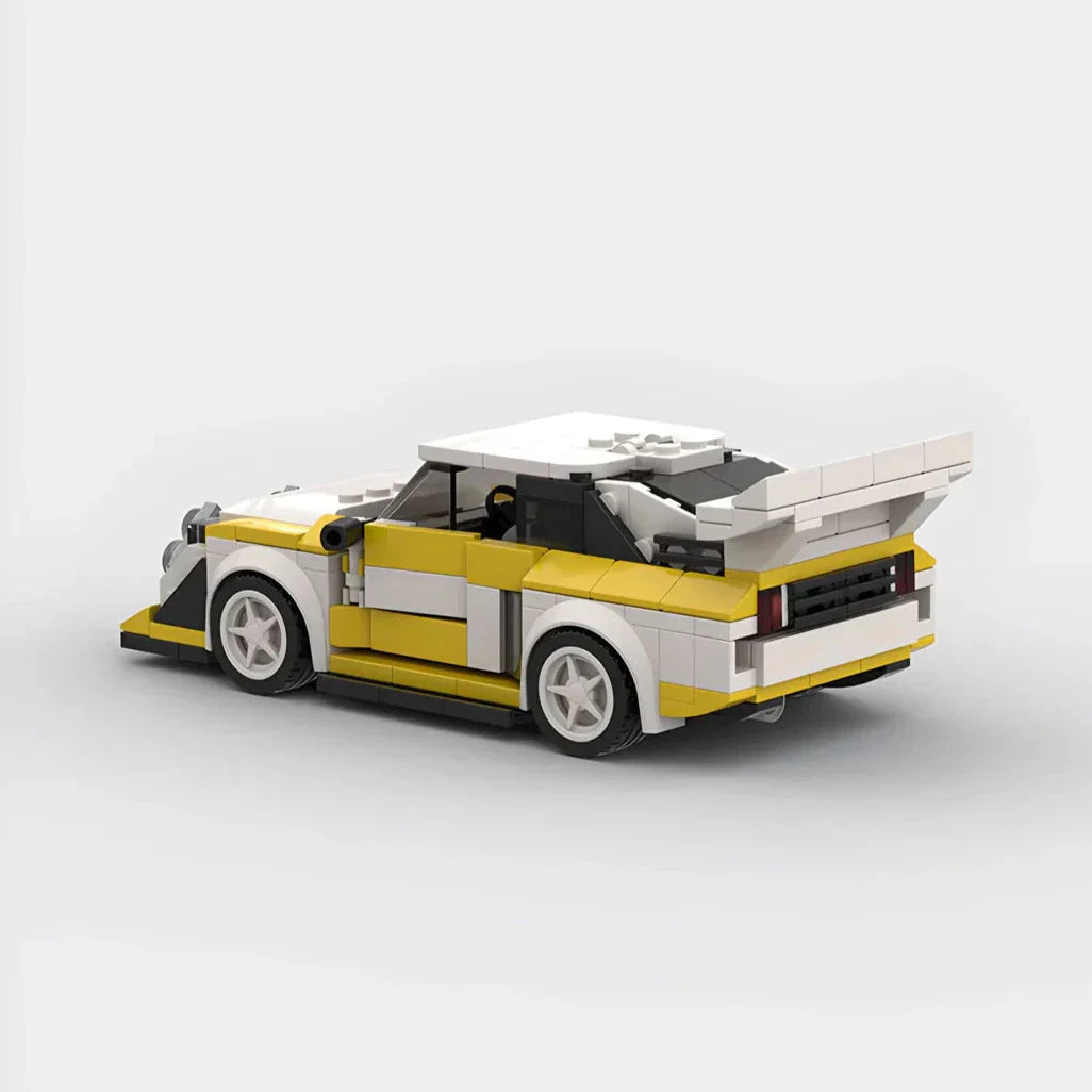 Audi Quattro S1 brick model - rear angle view - TheBrickTube