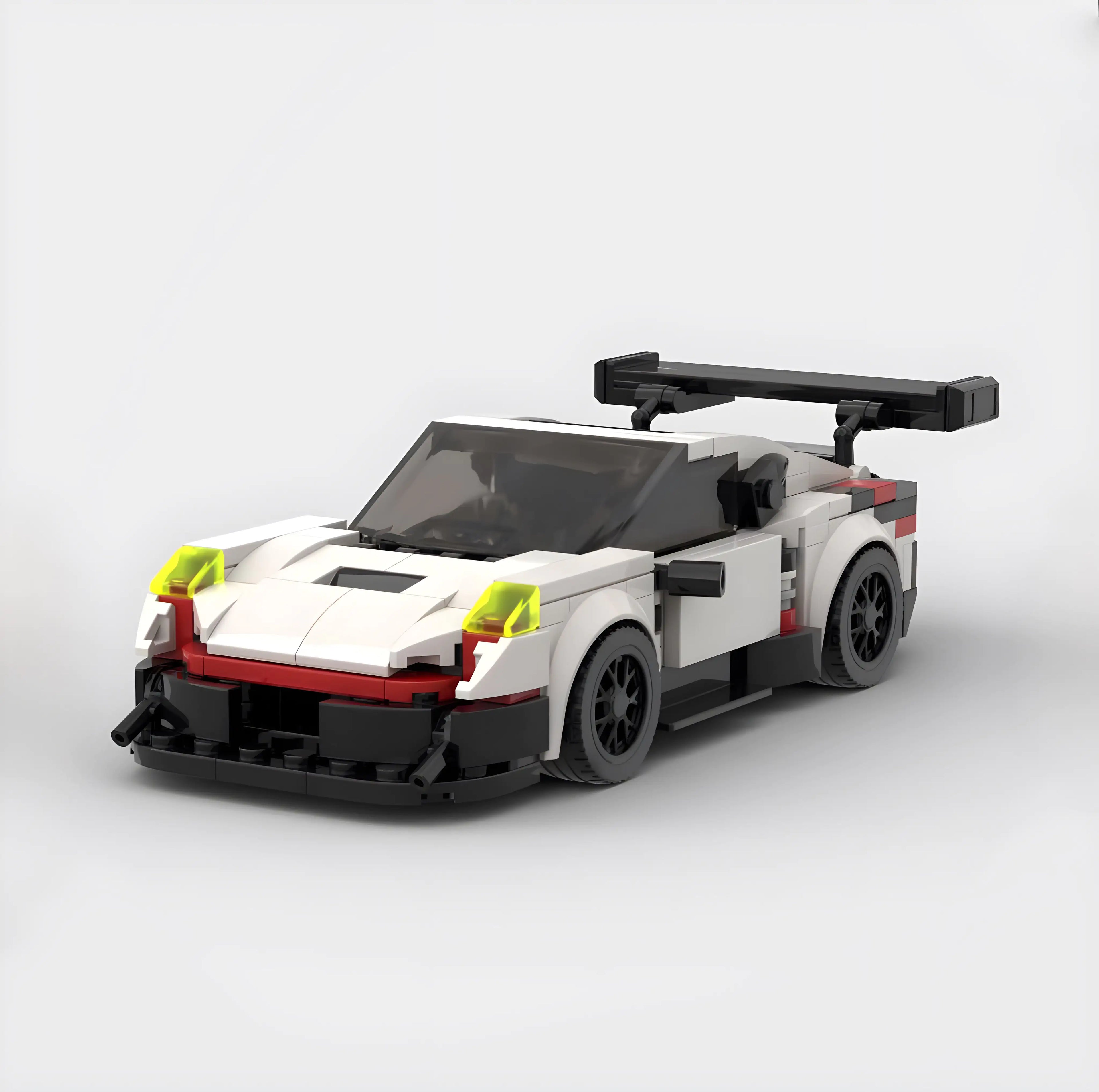 Porsche 911 GT3 RSR brick model - front angle view - TheBrickTube