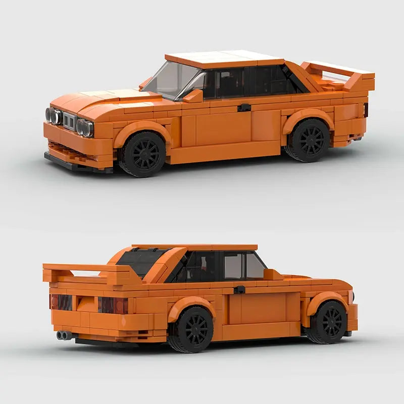BMW M3 E30|Orange brick model - top-down view - TheBrickTube