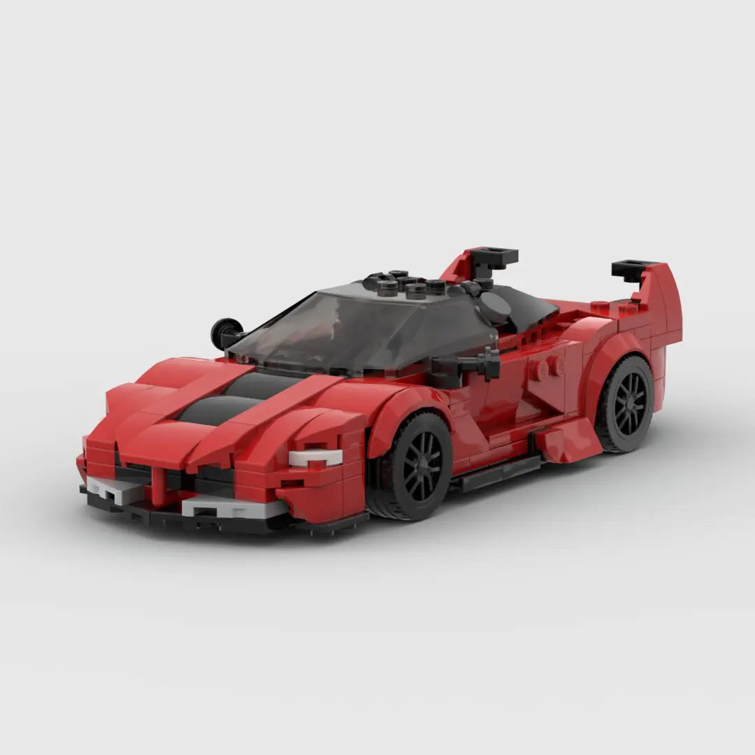 Ferrari FXX K brick model - front angle view - TheBrickTube