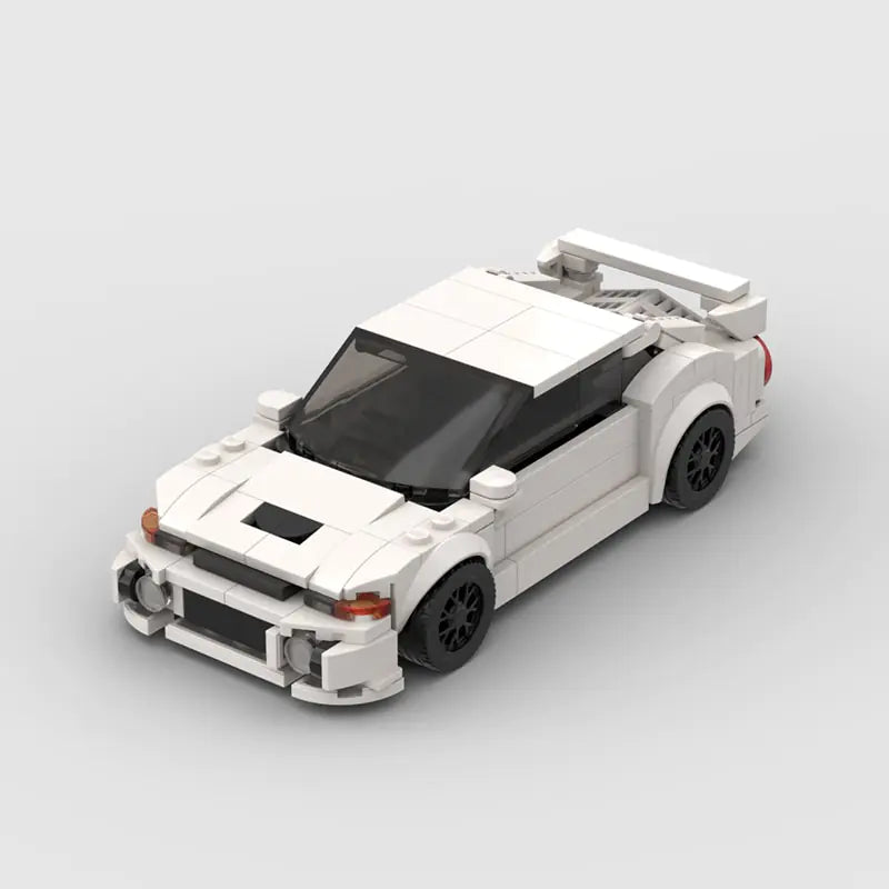 Mitsubishi EVO 4/5/6 brick model - front angle view - TheBrickTube