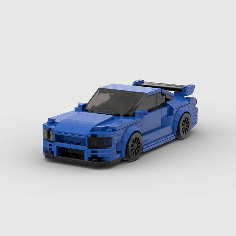 Nissan Skyline R34 brick model - top-down view - TheBrickTube