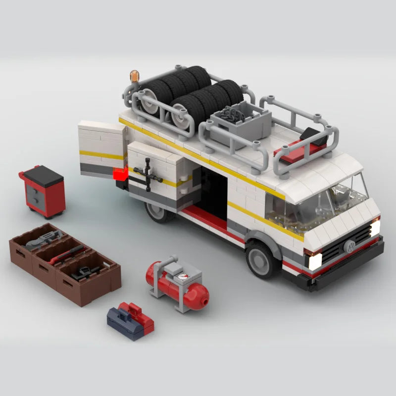 Audi Sport Quattro Transporter brick model - rear angle view - TheBrickTube