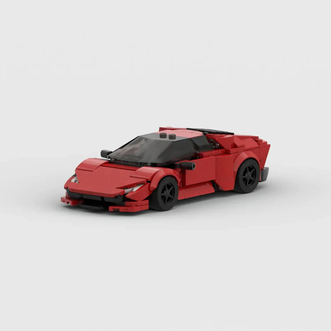 Lamborghini Huracan|Red brick model - front angle view - TheBrickTube