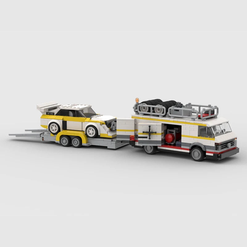 Audi Sport Quattro Transporter brick model - side profile view - TheBrickTube