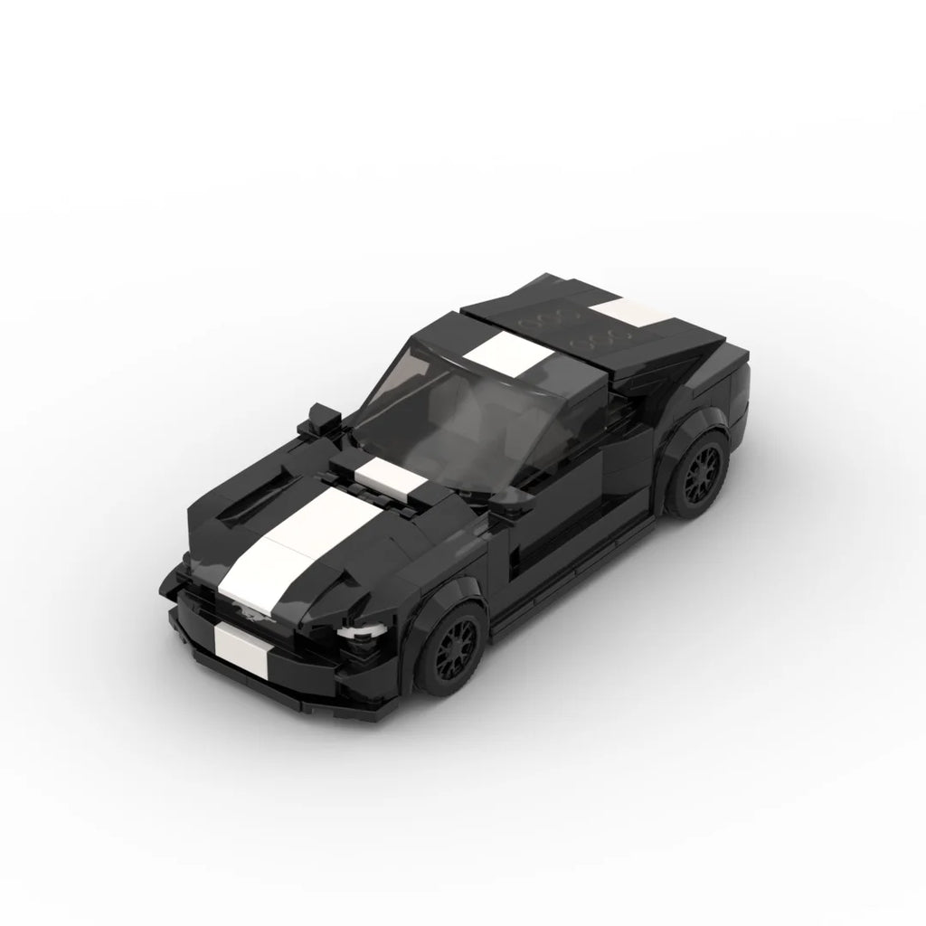 Ford Mustang GT|Black brick model - detail close-up - TheBrickTube