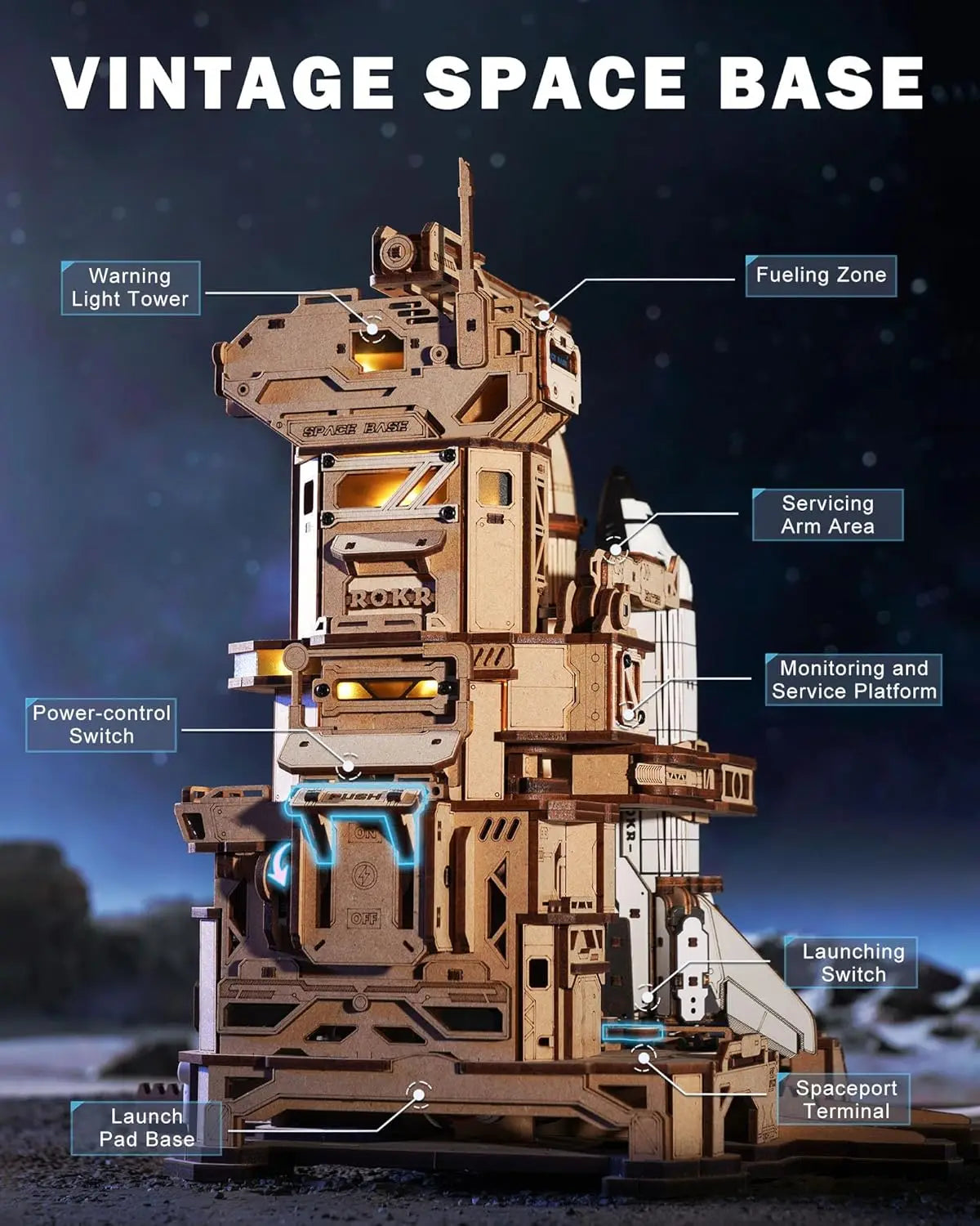 3D Wooden Space Shuttle Puzzle – DIY STEM Model Kit for Adults - Image 3 of 6 | TheBrickTube