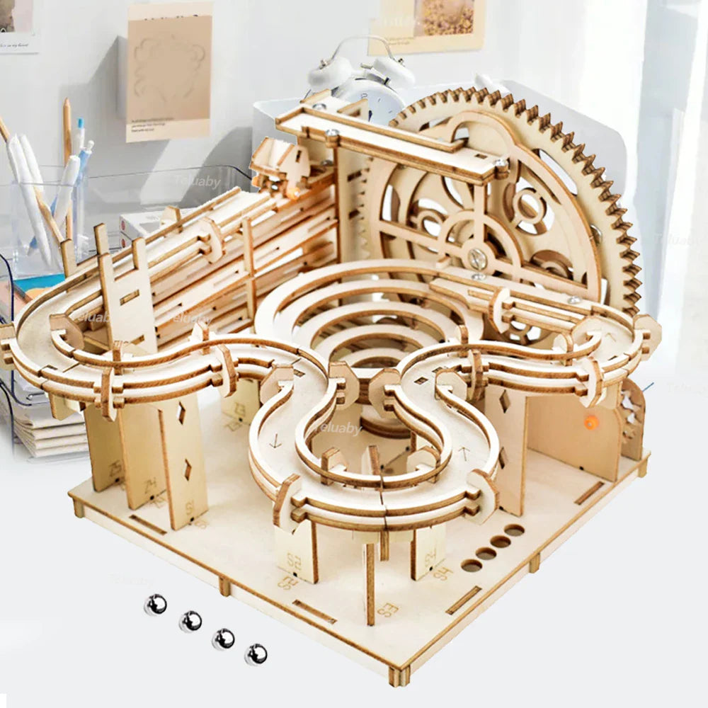 3D Wooden Marble Run – Mechanical Ball Track DIY Model Kit - Image 2 of 8 | TheBrickTube