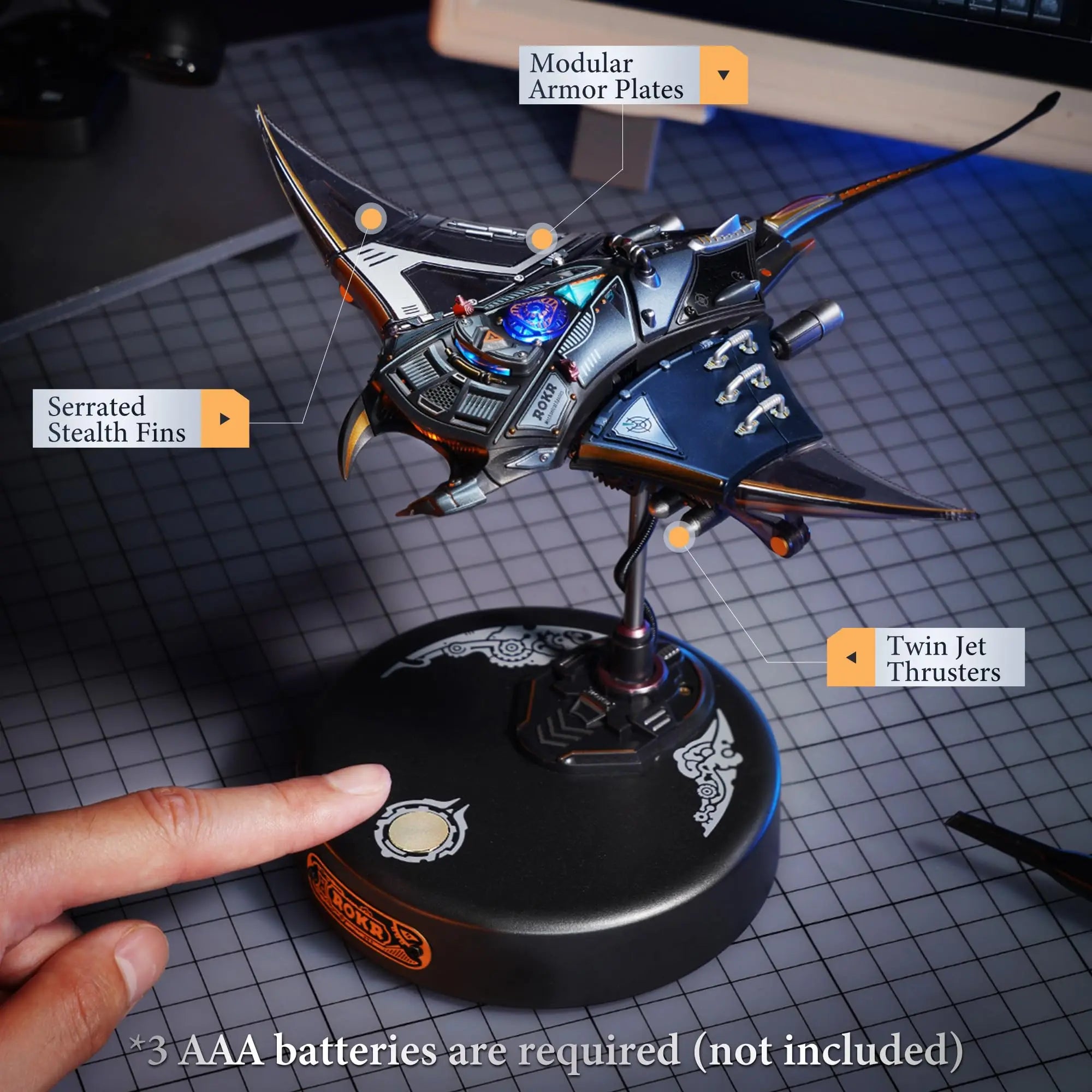 Mechanical Manta Ray 3D Puzzle – Cyberpunk DIY Model Kit Desktop Decor for Adult - Image 4 of 5 | TheBrickTube