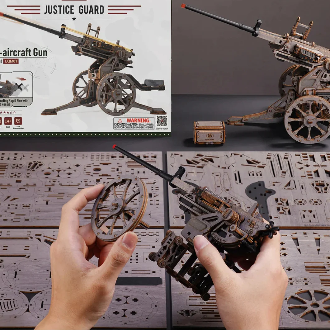 Mechanical Artillery 3D Wooden Puzzle – Adjustable Aim Model Kit - Image 4 of 5 | TheBrickTube