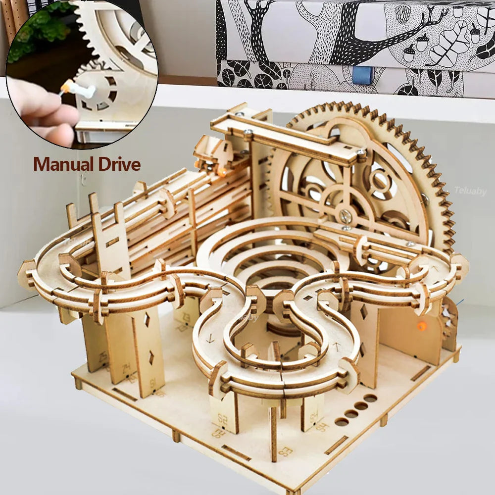 3D Wooden Marble Run – Mechanical Ball Track DIY Model Kit - Image 4 of 8 | TheBrickTube
