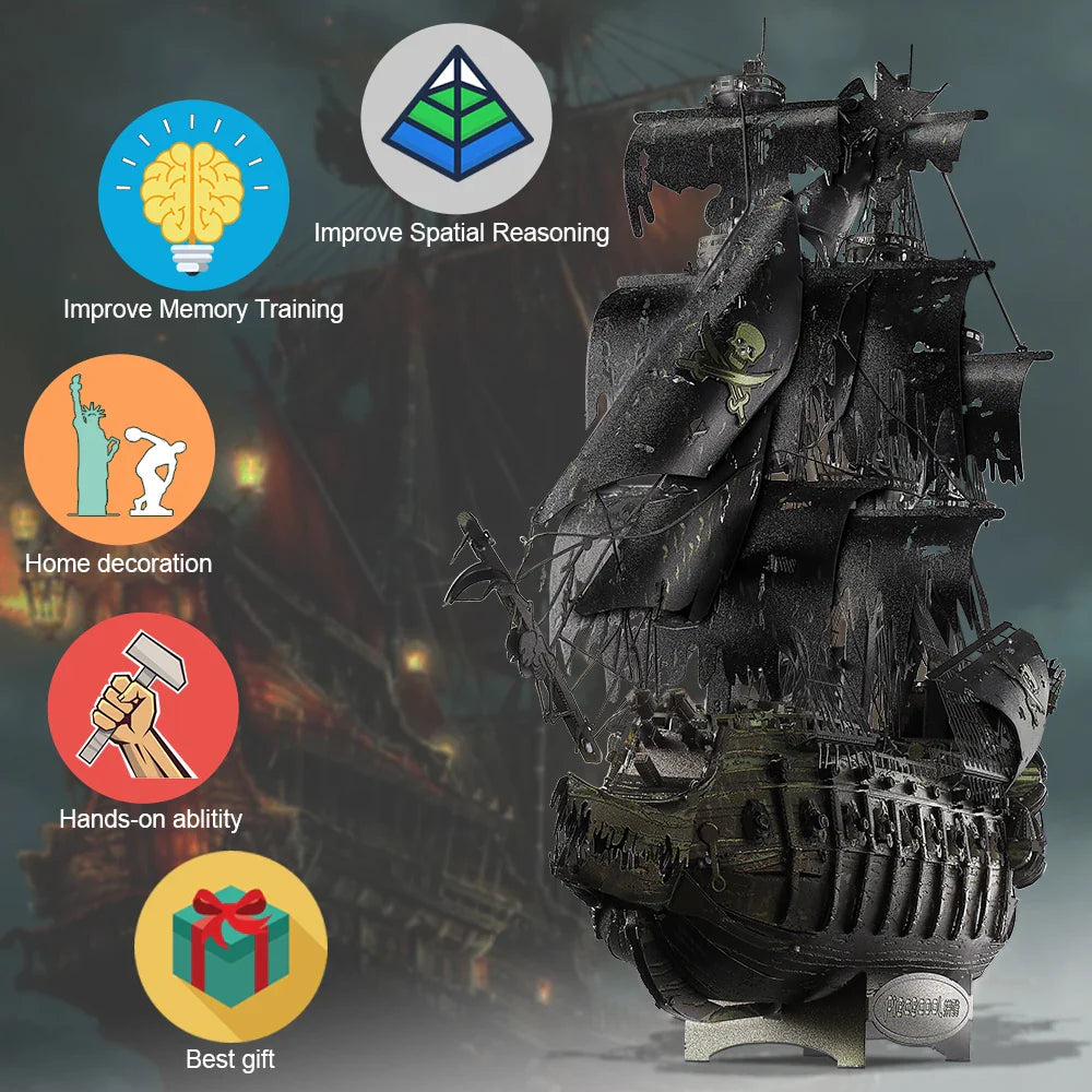 Ghost Pirate Ship 3D Metal Puzzle – DIY Assembly Model Kit for Display & Collect - Image 4 of 5 | TheBrickTube