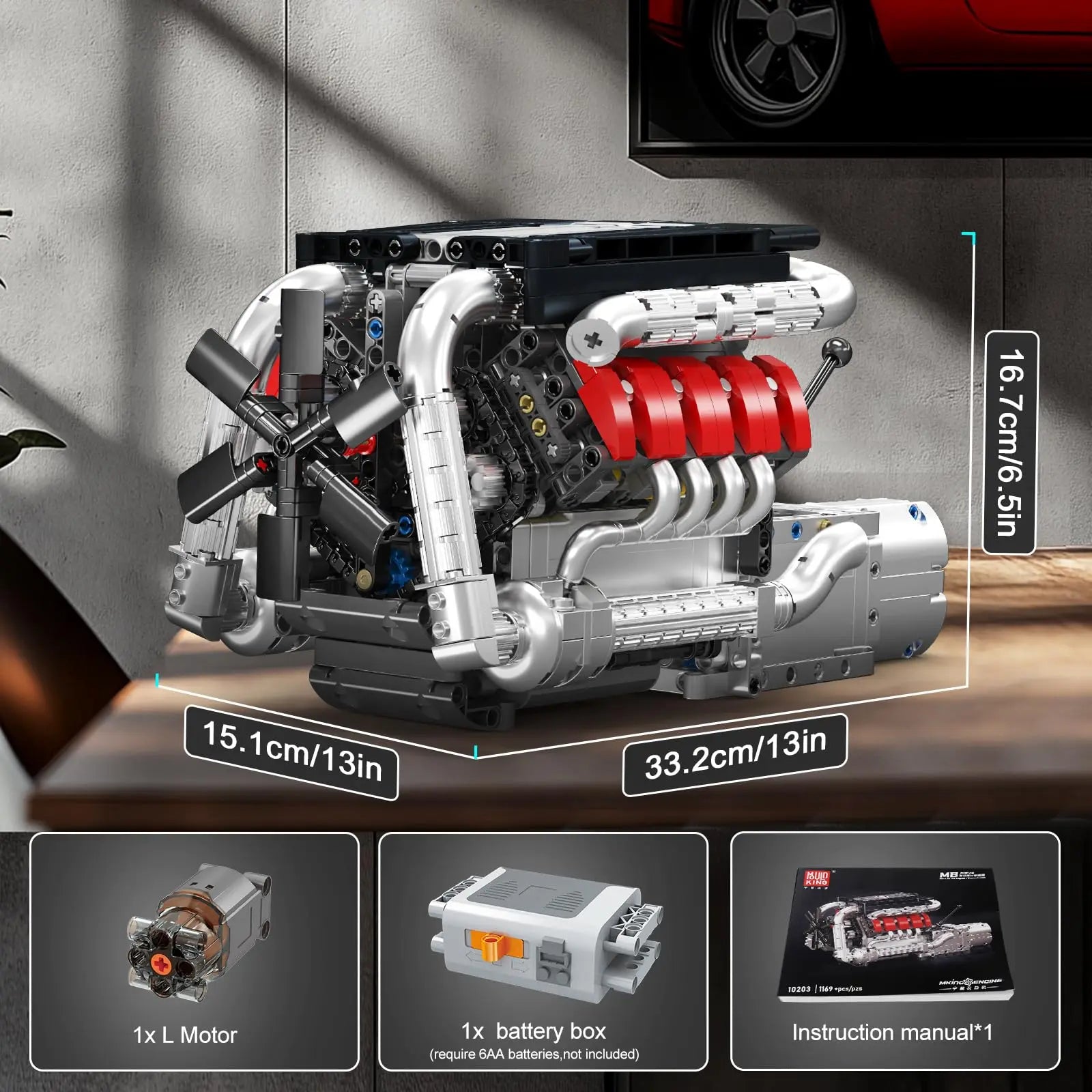 V8 Engine Building Blocks – 1169PCS Mechanical Model Kit - Image 4 of 6 | TheBrickTube