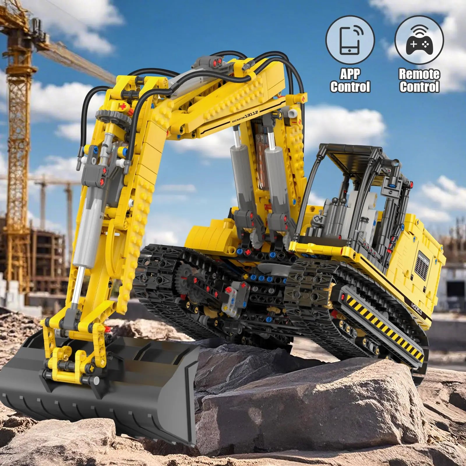 Motorized Excavator Building Blocks – APP Remote Control Model - Image 2 of 6 | TheBrickTube