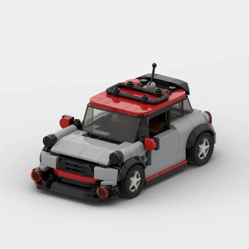 Mini Cooper S / JCW Gray brick model - front angle view - TheBrickTube