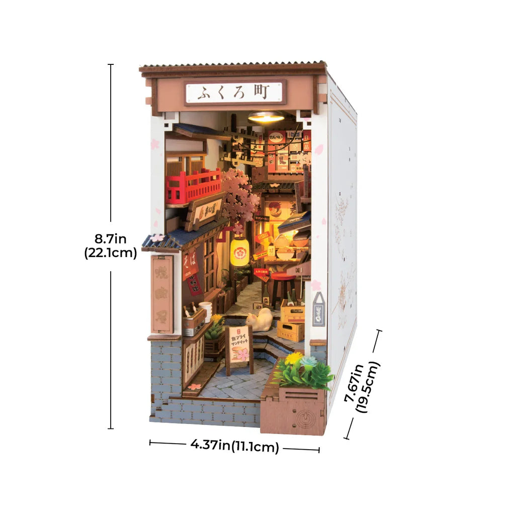 Japanese Sakura Wine Alley Book Nook – 3D Wooden DIY Puzzle for Bookshelf Decor - Image 7 of 7 | TheBrickTube