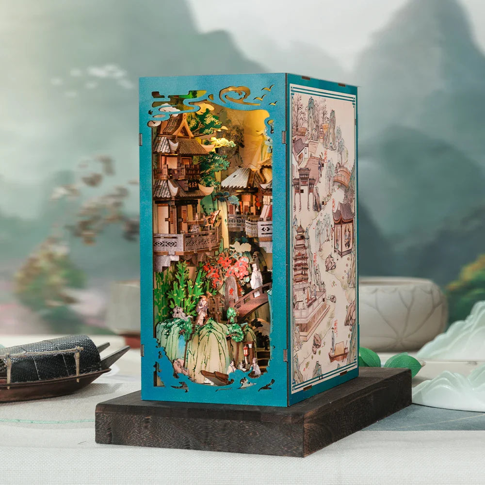 Chinese Style Book Nook DIY Kit – Wooden Miniature House with Light & Dust Cover - Image 2 of 7 | TheBrickTube
