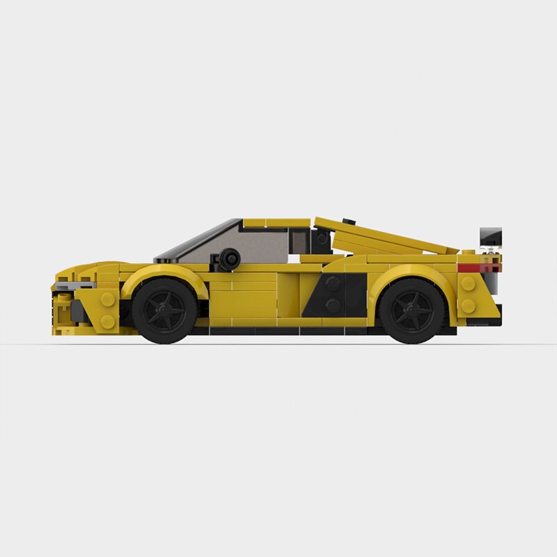 Audi R8|Grey brick model - rear angle view - TheBrickTube