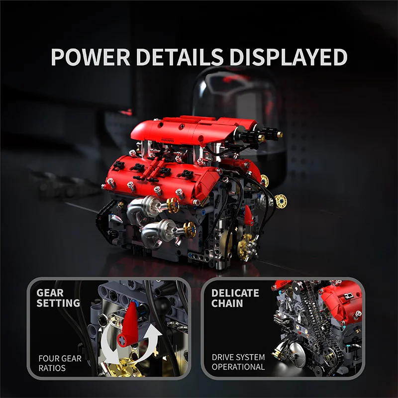 Technical V8 Engine Model – 1370PCS Motorized Building Blocks - Image 4 of 7 | TheBrickTube