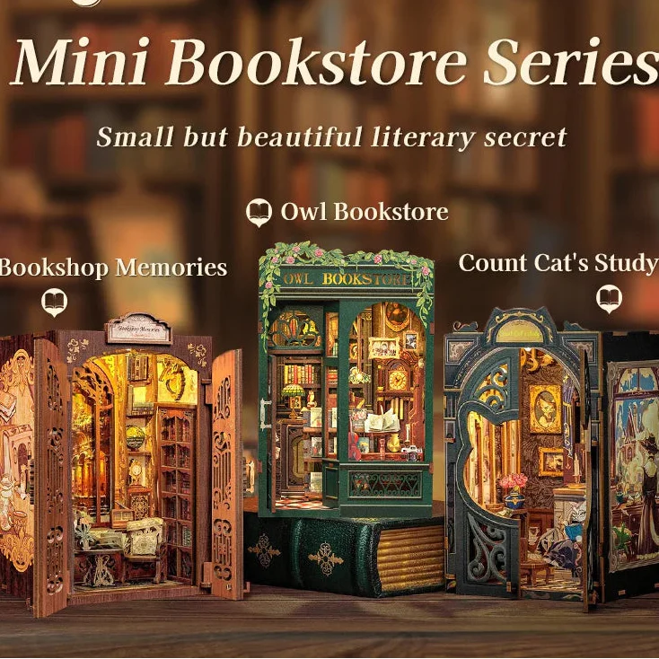 DIY Book Nook Miniature House Kit – LED Wooden Bookshelf Insert - Image 5 of 10 | TheBrickTube