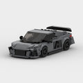 Audi R8|Grey brick model - front angle view - TheBrickTube